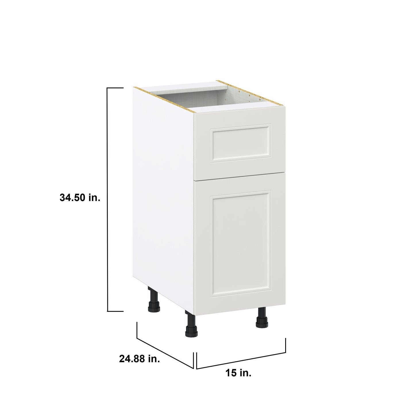 Hugo&Borg Belcourt 15-in W x 34.5-in H x 25-in D Gray Painted 1-Drawer Base Fully Assembled Cabinet (Recessed Panel Shaker Style)