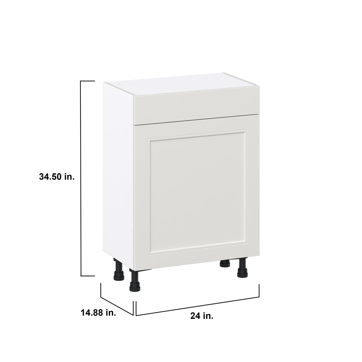 Hugo&Borg Belcourt 24-in W x 34.5-in H x 14-in D Gray Painted 1-Drawer Base Fully Assembled Cabinet (Recessed Panel Shaker Style)