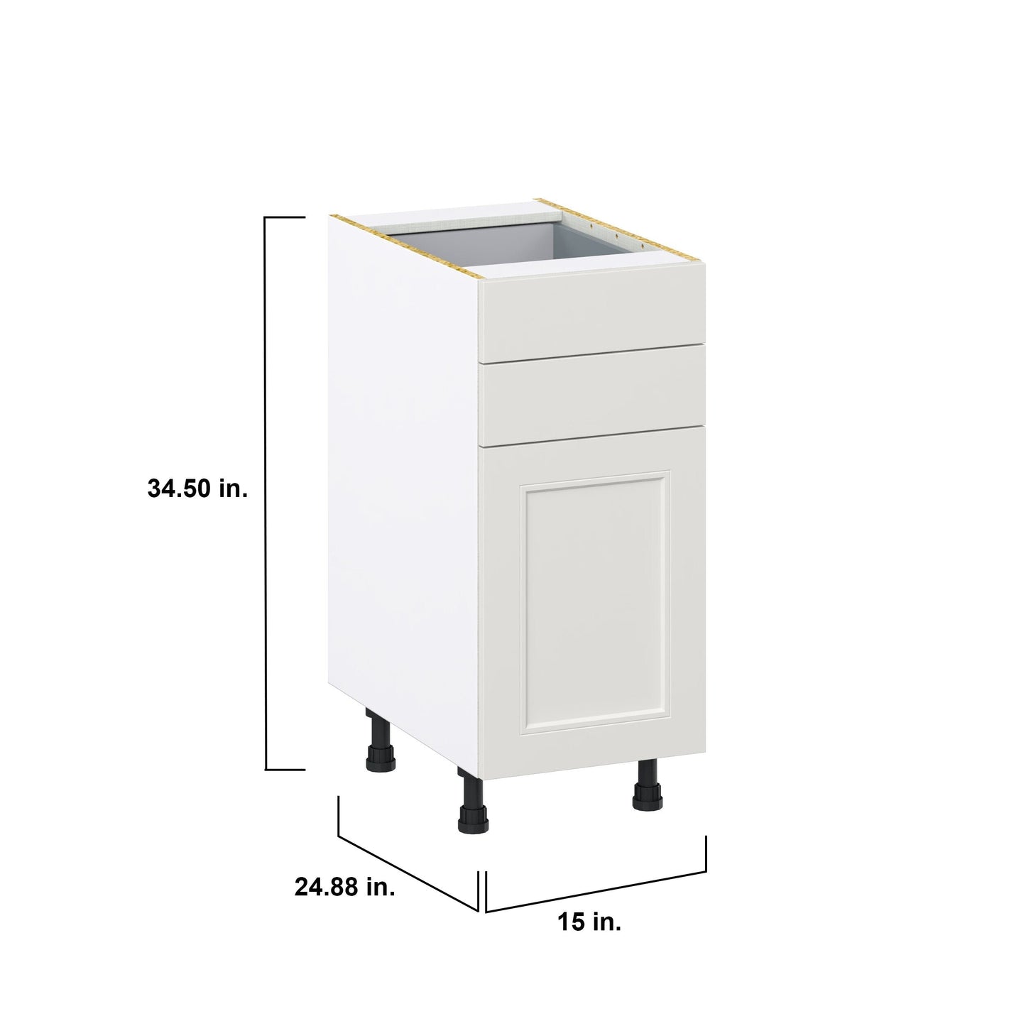 Hugo&Borg Belcourt 15-in W x 34.5-in H x 24-in D Gray Painted 2-Drawers Base Fully Assembled Cabinet (Recessed Panel Shaker Style)