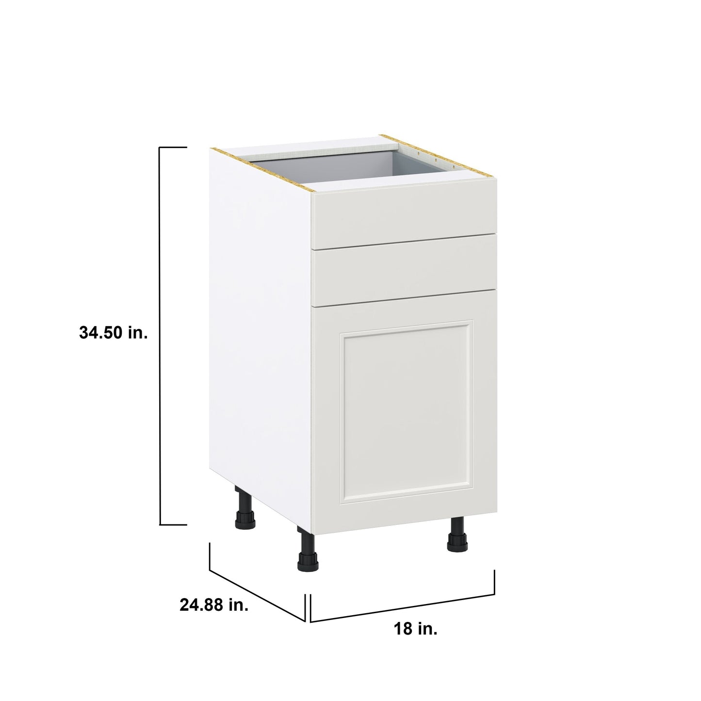 Hugo&Borg Belcourt 18-in W x 34.5-in H x 24-in D Gray Painted 2-Drawers Base Fully Assembled Cabinet (Recessed Panel Shaker Style)