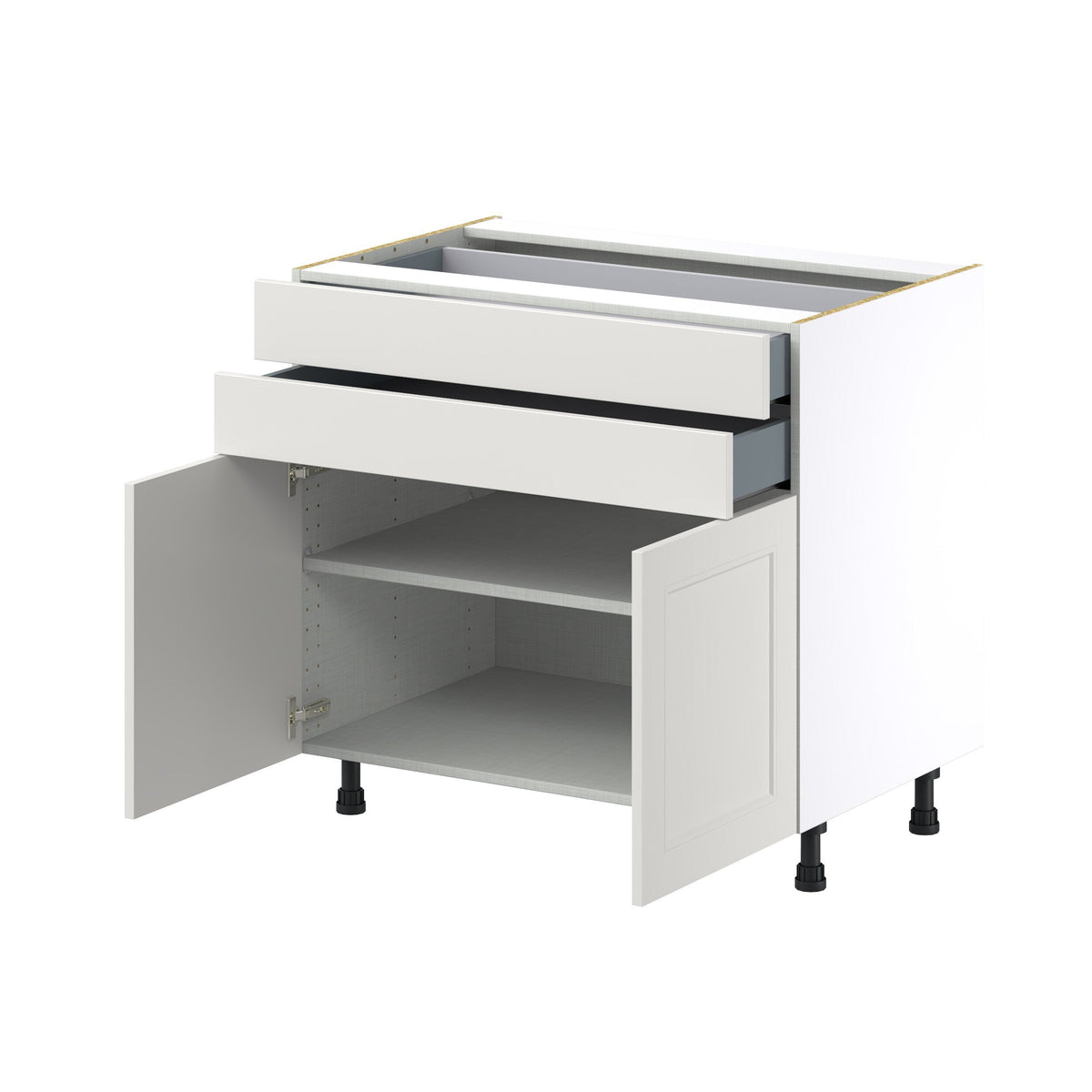 Hugo&Borg Belcourt 36-in W x 34.5-in H x 24-in D Gray Painted 2-Drawers Base Fully Assembled Cabinet (Recessed Panel Shaker Style)