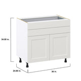 Hugo&Borg Belcourt 36-in W x 34.5-in H x 24-in D Gray Painted 2-Drawers Base Fully Assembled Cabinet (Recessed Panel Shaker Style)
