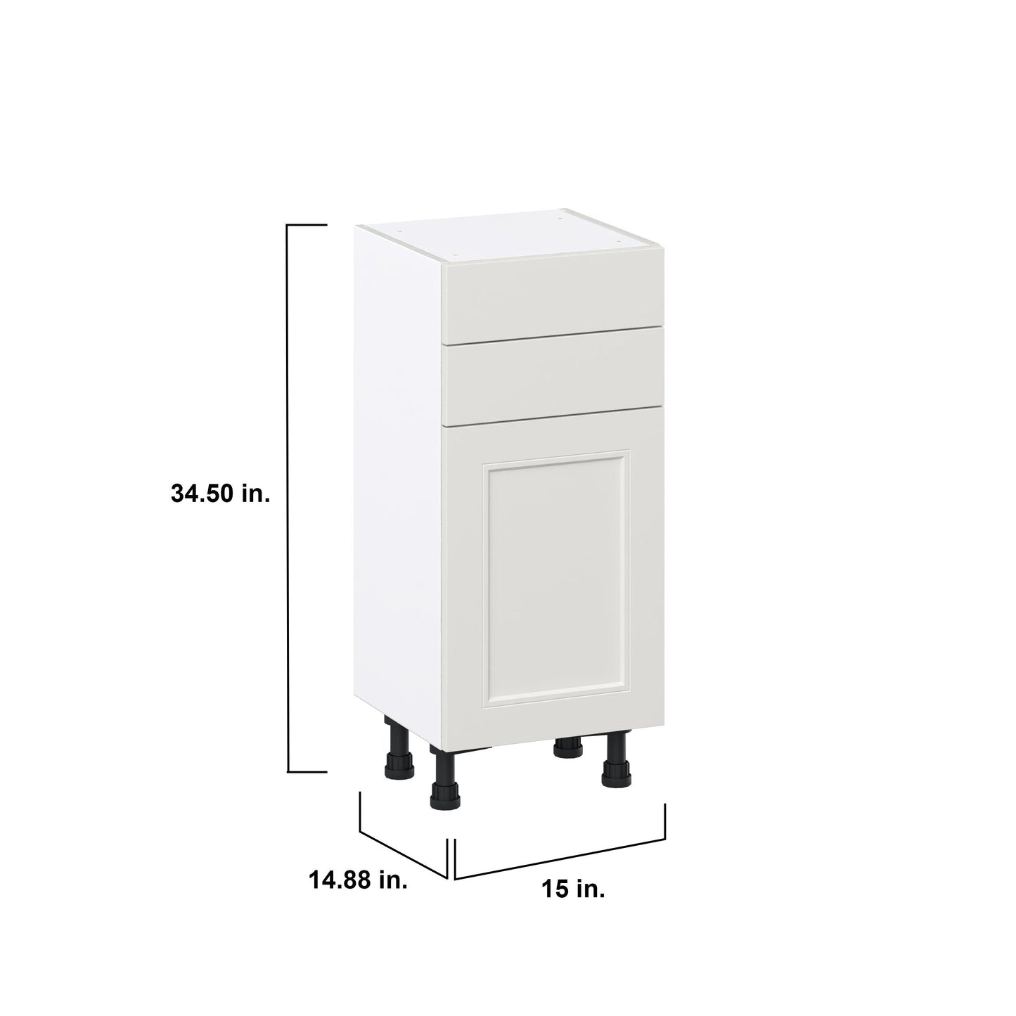 Hugo&Borg Belcourt 15-in W x 34.5-in H x 14-in D Gray Painted 2-Drawers Base Fully Assembled Cabinet (Recessed Panel Shaker Style)