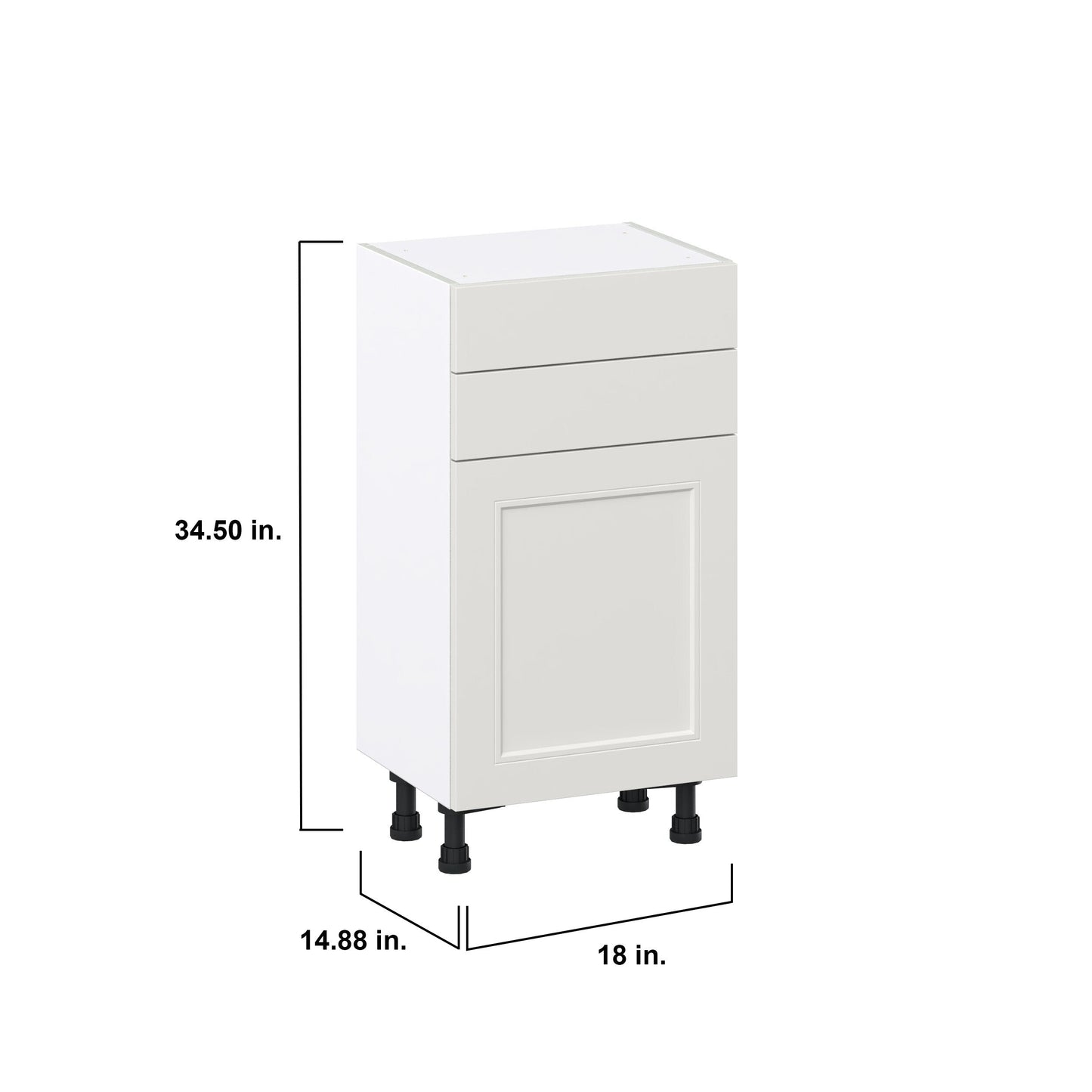 Hugo&Borg Belcourt 18-in W x 34.5-in H x 14-in D Gray Painted 2-Drawers Base Fully Assembled Cabinet (Recessed Panel Shaker Style)
