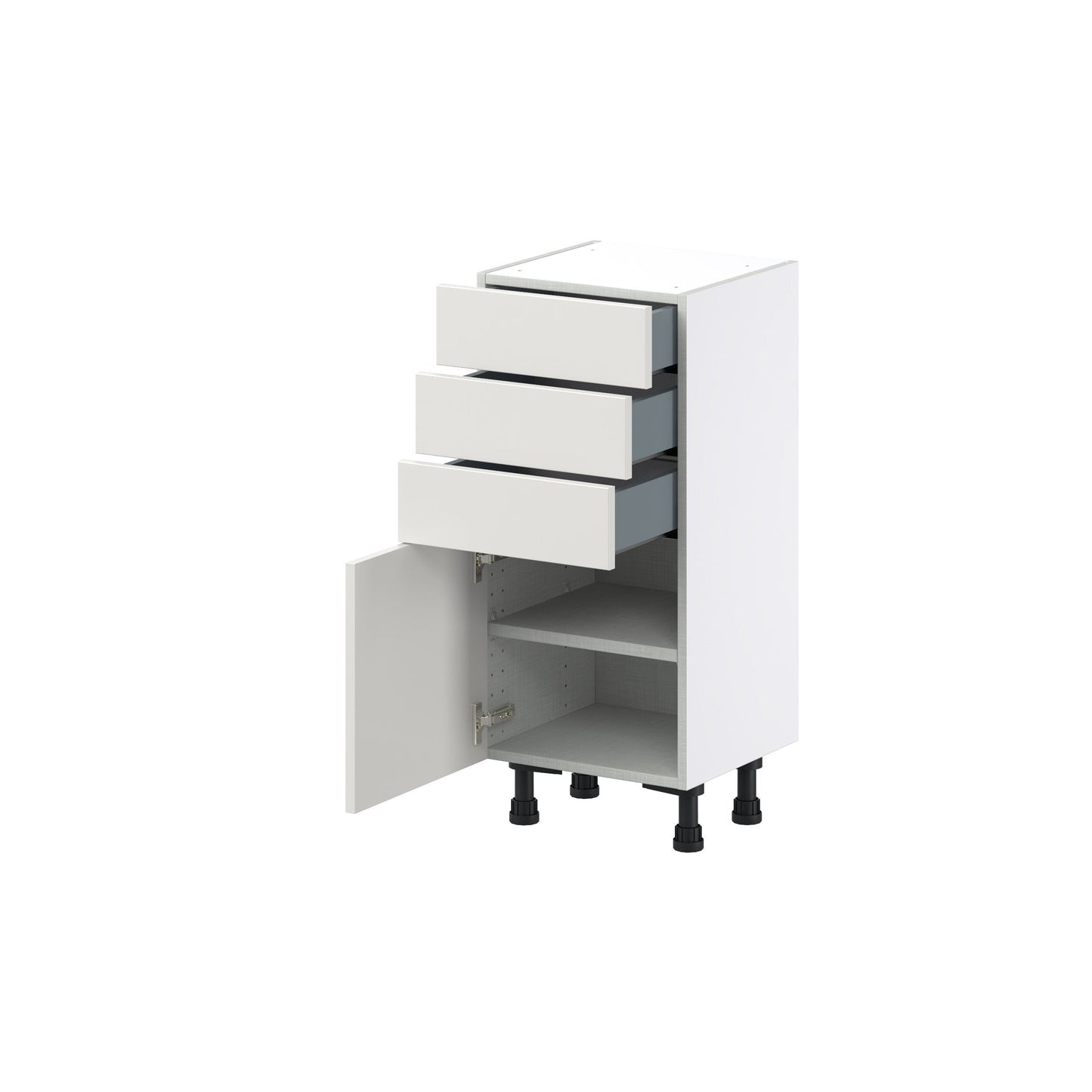 Hugo&Borg Belcourt 15-in W x 34.5-in H x 14-in D Gray Painted 3-Drawers Base Fully Assembled Cabinet (Recessed Panel Shaker Style)