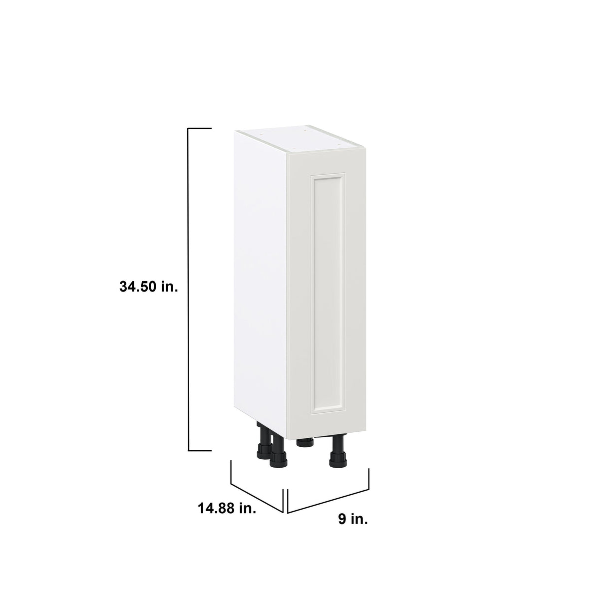 Hugo&Borg Belcourt 9-in W x 34.5-in H x 14-in D Gray Painted Base Fully Assembled Cabinet (Recessed Panel Shaker Door Style)