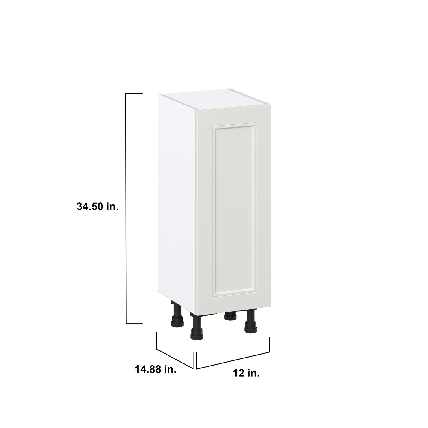 Hugo&Borg Belcourt 12-in W x 34.5-in H x 14-in D Gray Painted Base Fully Assembled Cabinet (Recessed Panel Shaker Door Style)