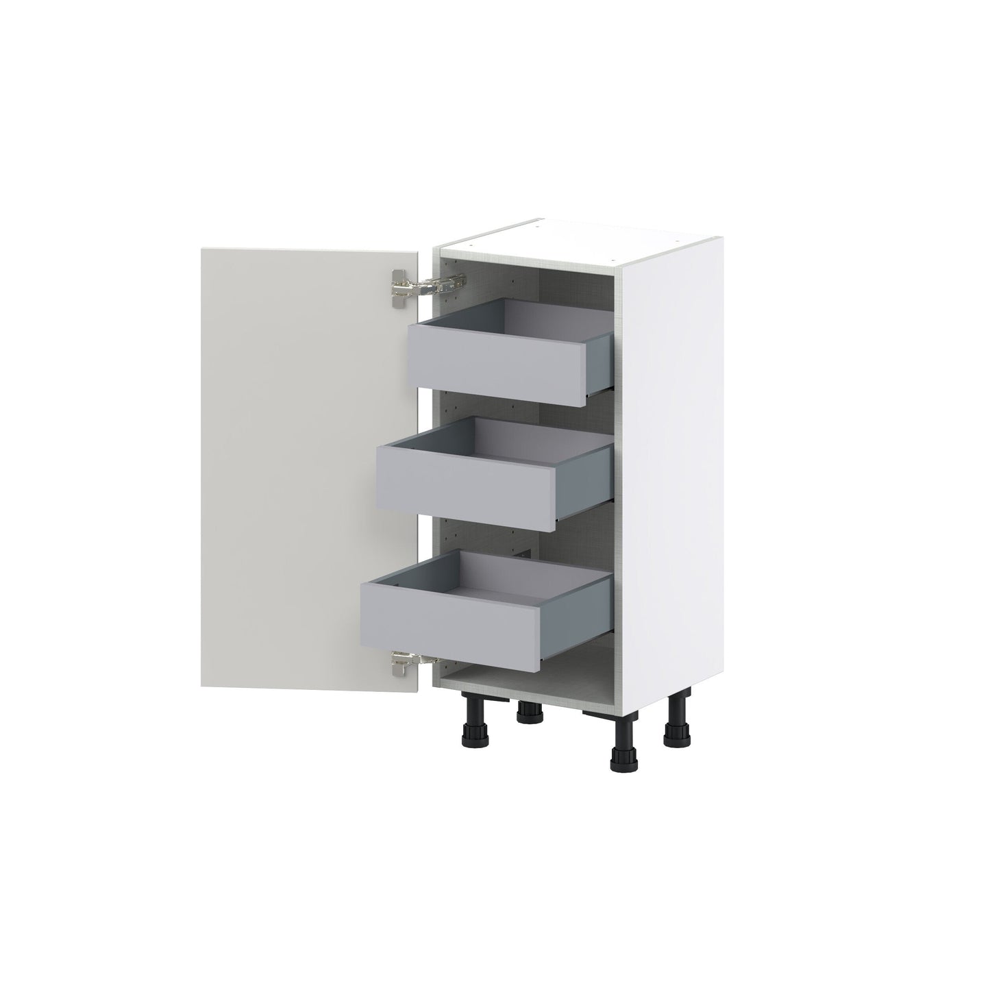 Hugo&Borg Belcourt 15-in W x 34.5-in H x 14-in D Gray Painted 3-Drawers Base Fully Assembled Cabinet (Recessed Panel Shaker Style)