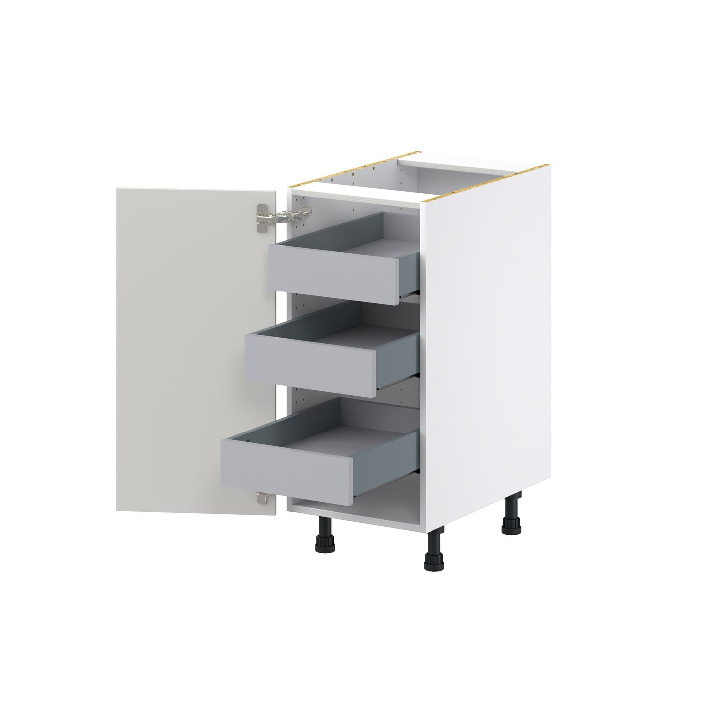 Hugo&Borg Belcourt 15-in W x 34.5-in H x 24-in D Gray Painted 3-Drawers Base Fully Assembled Cabinet (Recessed Panel Shaker Style)
