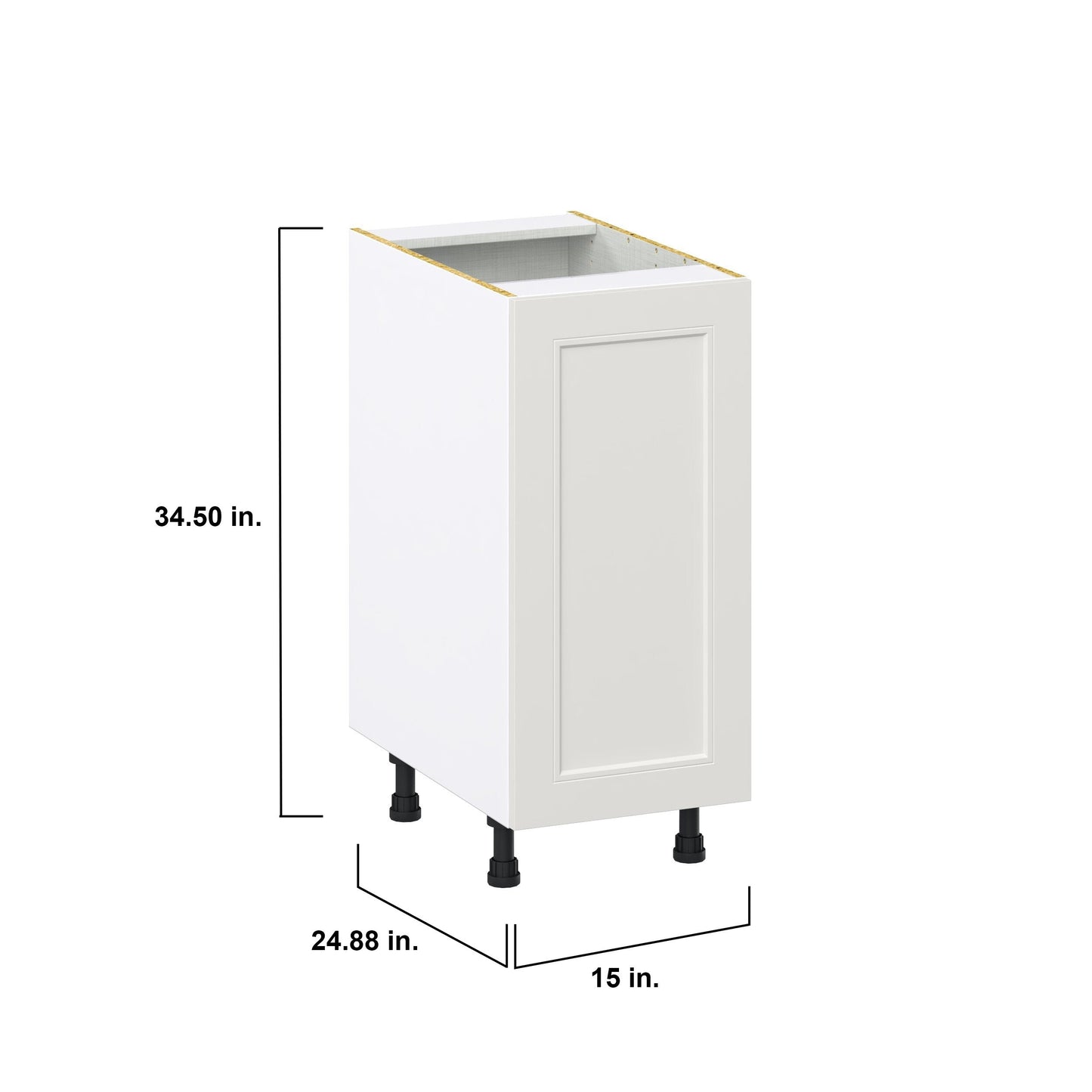Hugo&Borg Belcourt 15-in W x 34.5-in H x 24-in D Gray Painted 3-Drawers Base Fully Assembled Cabinet (Recessed Panel Shaker Style)