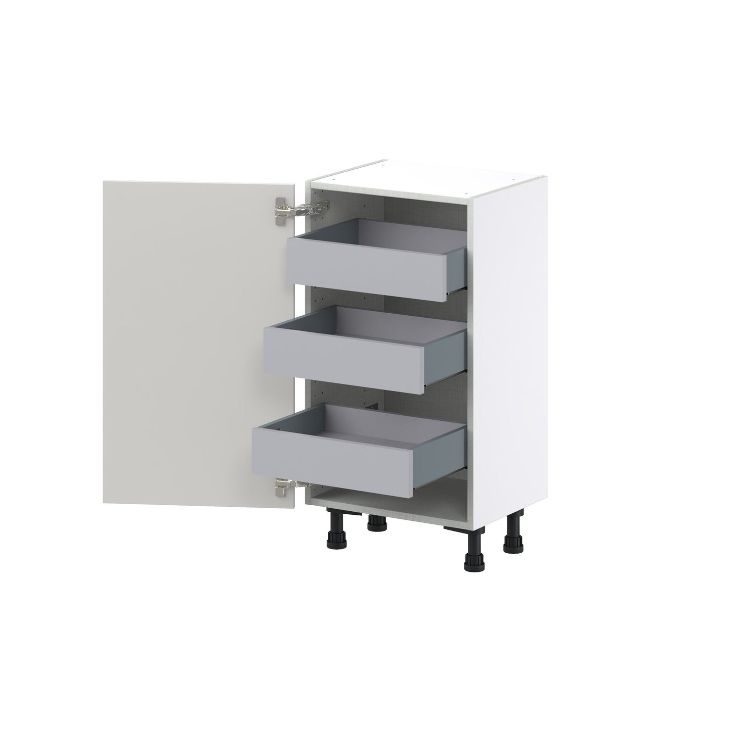 Hugo&Borg Belcourt 18-in W x 34.5-in H x 14-in D Gray Painted 3-Drawers Base Fully Assembled Cabinet (Recessed Panel Shaker Style)