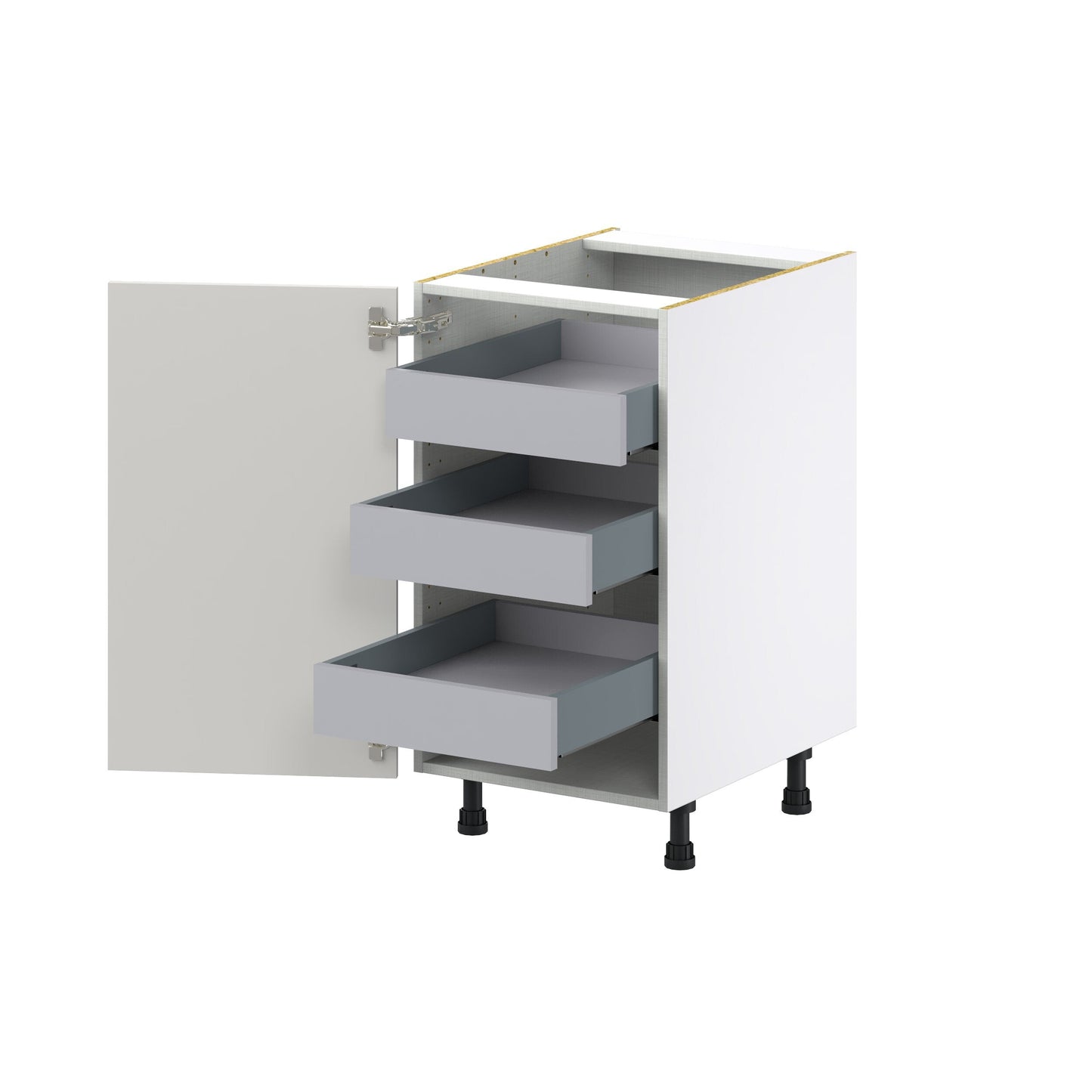 Hugo&Borg Belcourt 18-in W x 34.5-in H x 24-in D Gray Painted 3-Drawers Base Fully Assembled Cabinet (Recessed Panel Shaker Style)