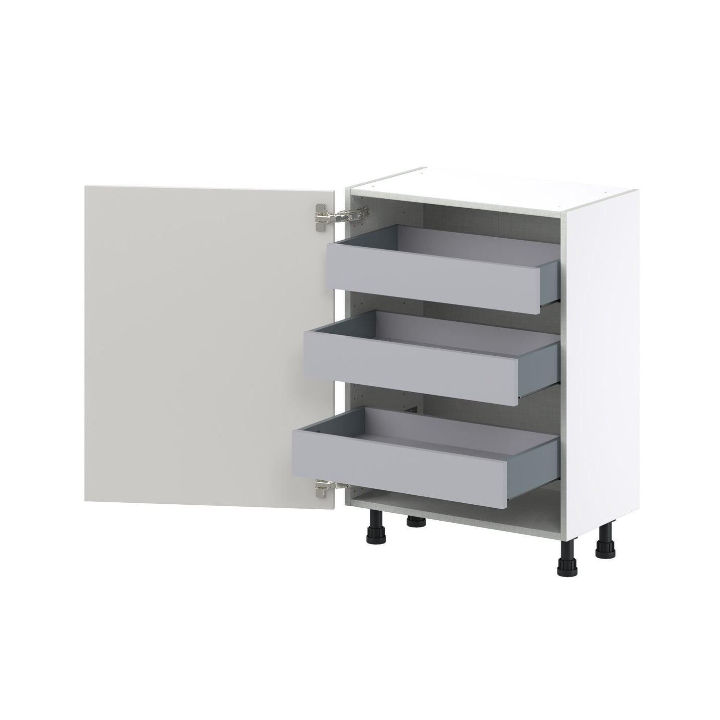 Hugo&Borg Belcourt 24-in W x 34.5-in H x 14-in D Gray Painted 3-Drawers Base Fully Assembled Cabinet (Recessed Panel Shaker Style)
