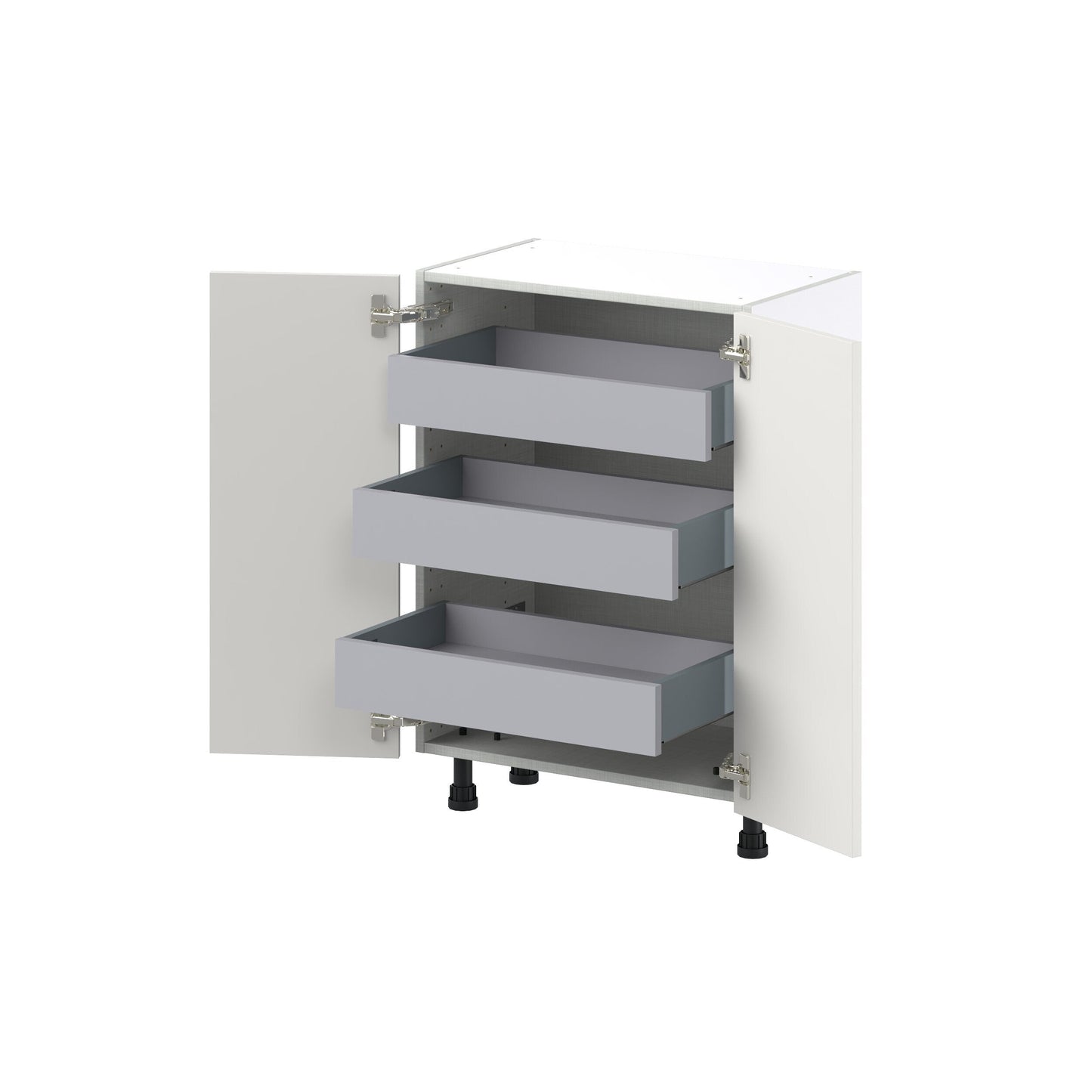 Hugo&Borg Belcourt 24-in W x 34.5-in H x 14-in D Gray Painted 3-Drawers Base Fully Assembled Cabinet (Recessed Panel Shaker Style)