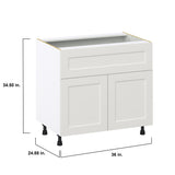 Hugo&Borg Belcourt 36-in W x 34.5-in H x 24-in D Gray Painted 1-Drawer Base Fully Assembled Cabinet (Recessed Panel Shaker Style)