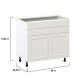 Hugo&Borg Belcourt 36-in W x 34.5-in H x 24-in D Gray Painted 1-Drawer Base Fully Assembled Cabinet (Recessed Panel Shaker Style)