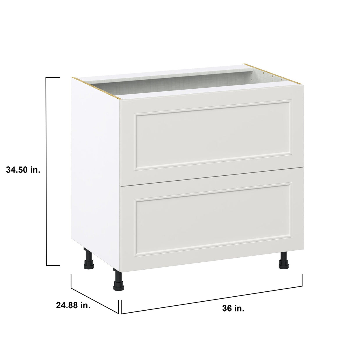 Hugo&Borg Belcourt 36-in W x 34.5-in H x 24-in D Gray Painted 3-Drawer Base Fully Assembled Cabinet (Recessed Panel Style)