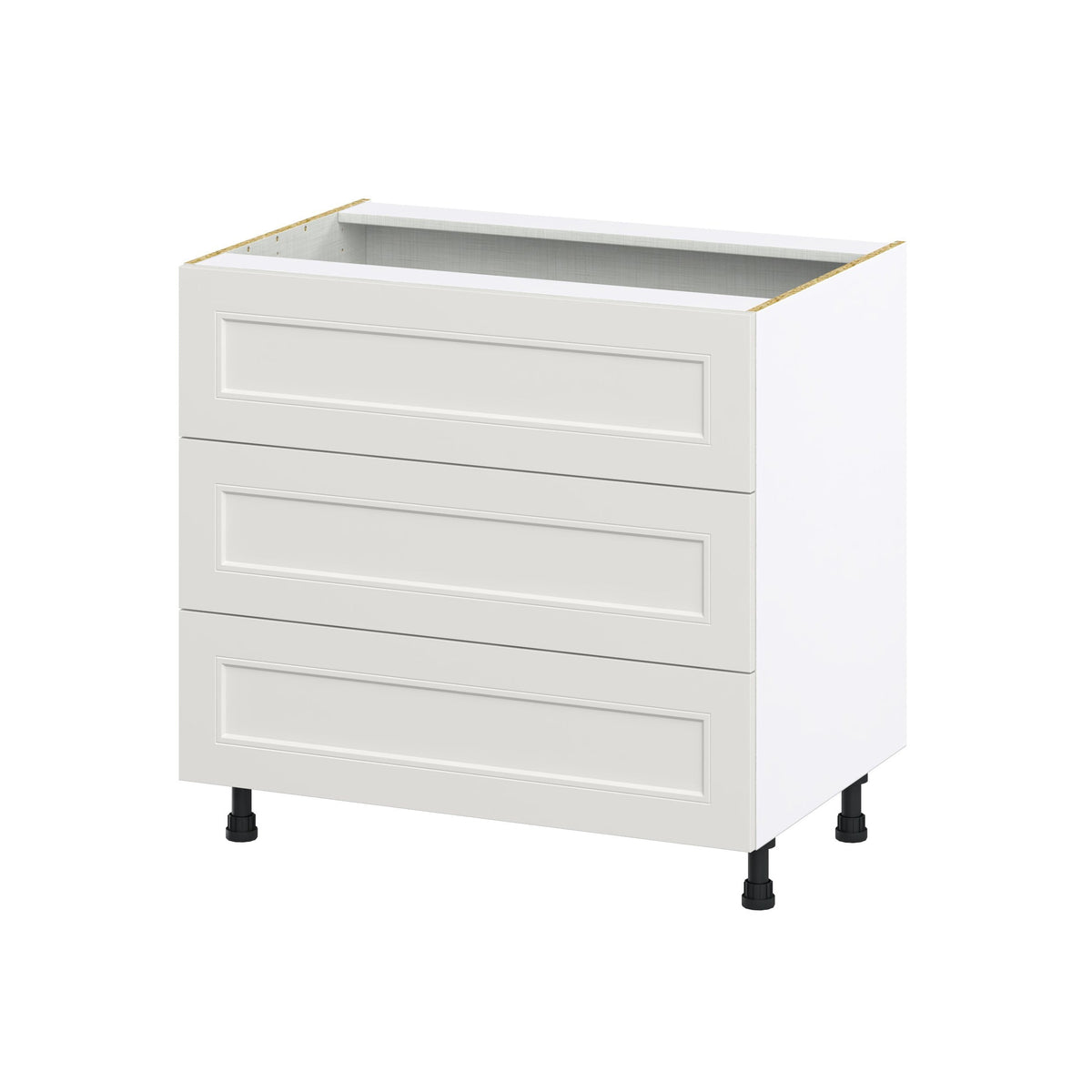 Hugo&Borg Belcourt 36-in W x 34.5-in H x 24-in D Gray Painted 3-Drawer Base Fully Assembled Cabinet (Recessed Panel Style)