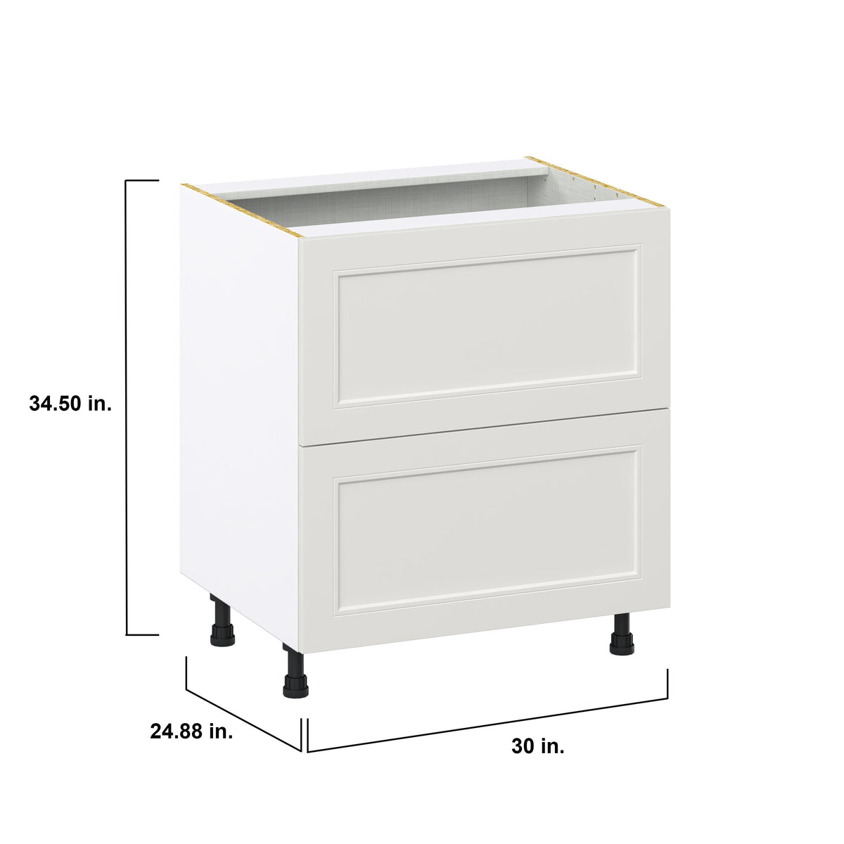 Hugo&Borg Belcourt 30-in W x 34.5-in H x 24-in D Gray Painted 2-Drawer Base Fully Assembled Cabinet (Recessed Panel Style)
