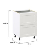 Hugo&Borg Belcourt 24-in W x 34.5-in H x 24-in D Gray Painted 2-Drawer Base Fully Assembled Cabinet (Recessed Panel Style)