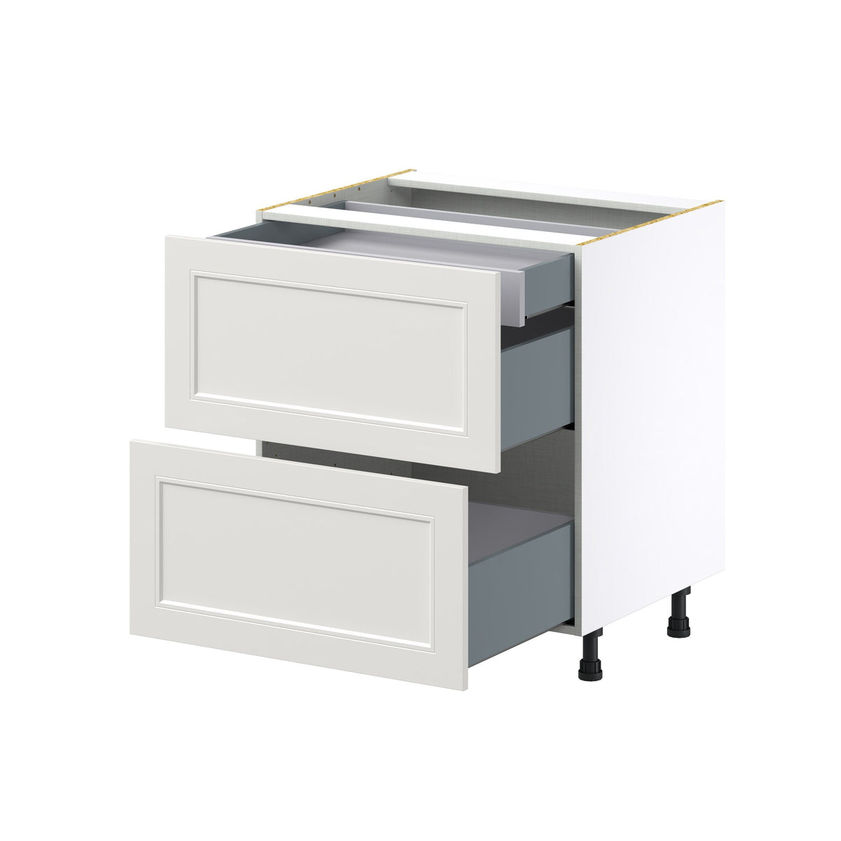 Hugo&Borg Belcourt 30-in W x 34.5-in H x 24-in D Gray Painted 3-Drawer Base Fully Assembled Cabinet (Recessed Panel Style)