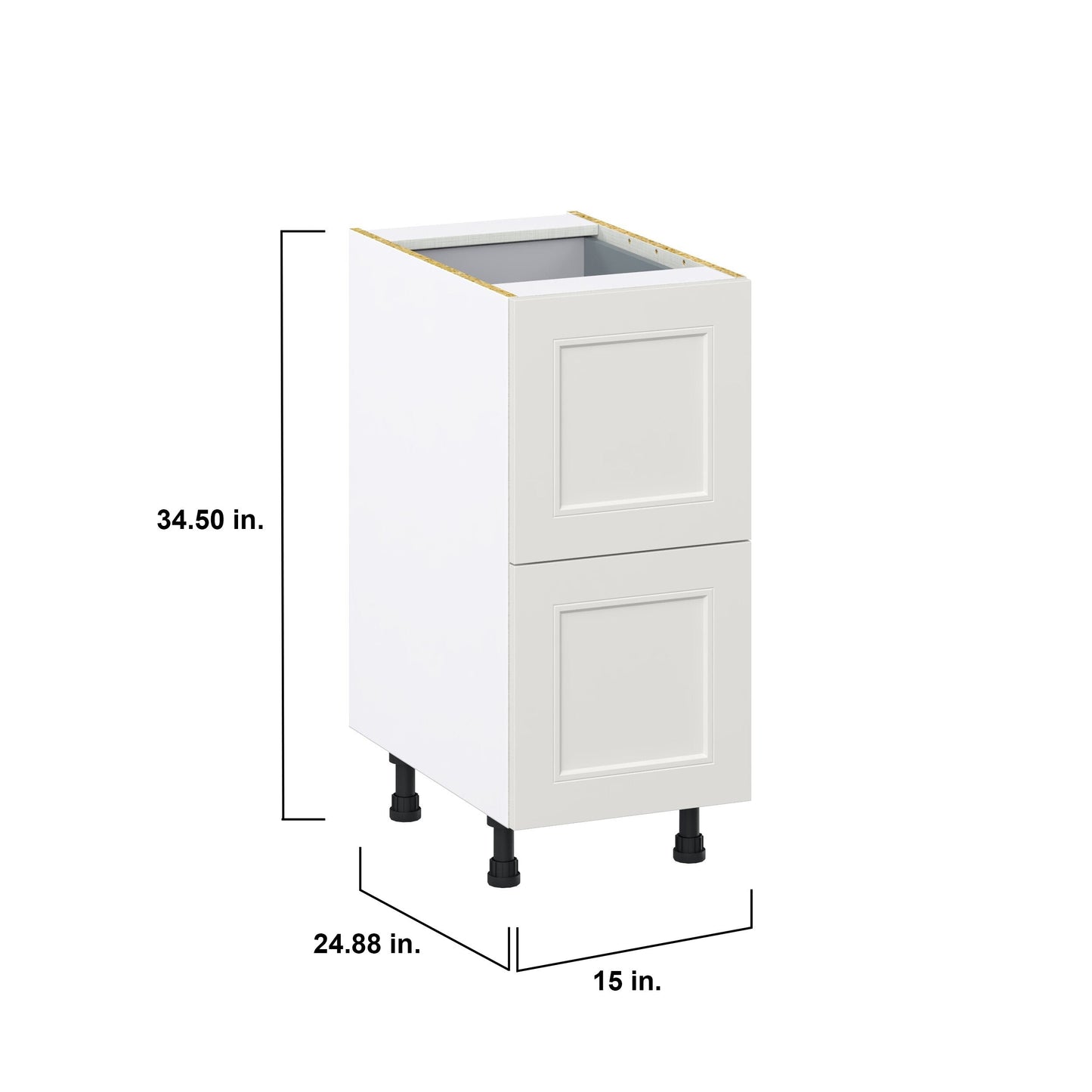 Hugo&Borg Belcourt 15-in W x 34.5-in H x 24-in D Gray Painted 3-Drawer Base Fully Assembled Cabinet (Recessed Panel Style)