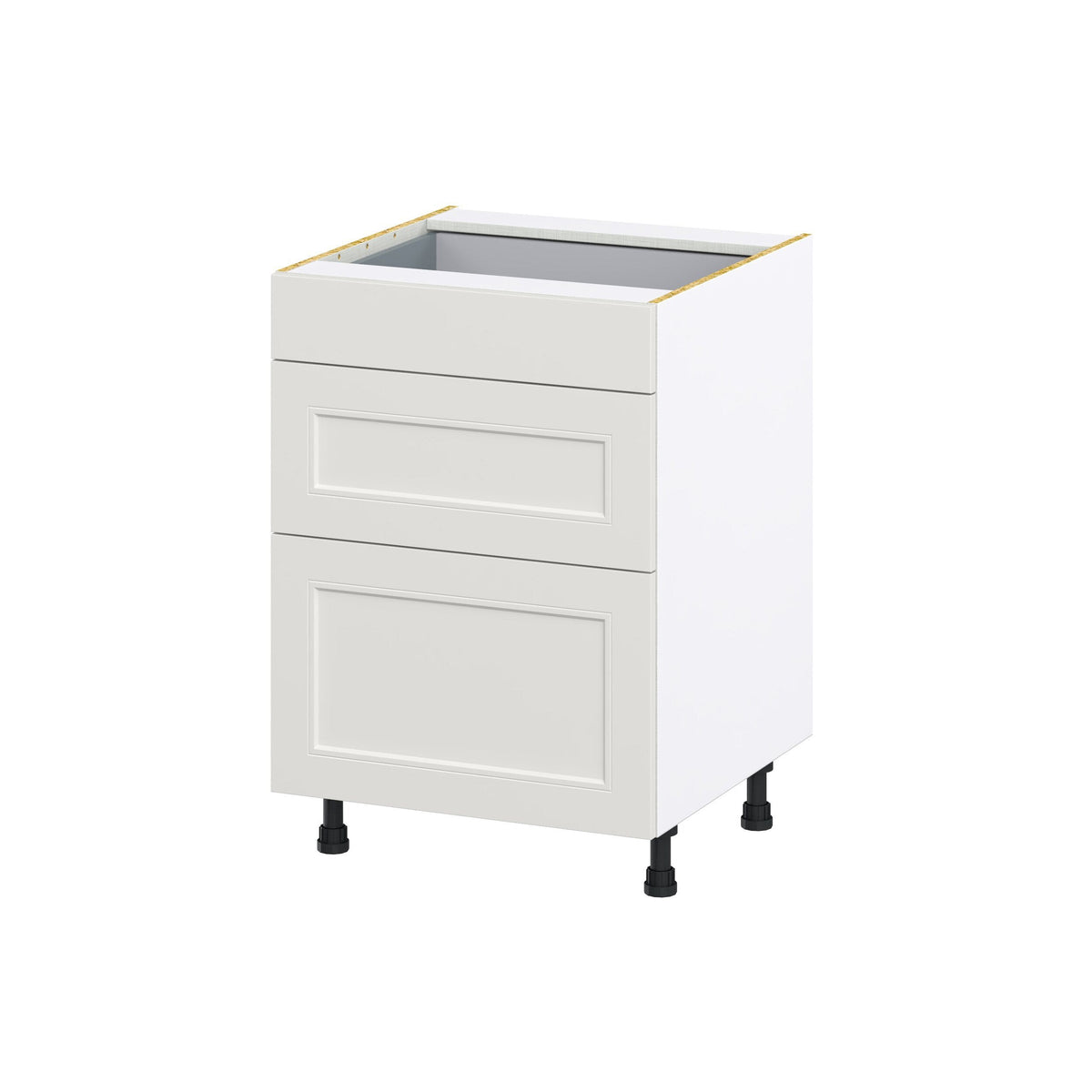 Hugo&Borg Belcourt 24-in W x 34.5-in H x 24-in D Gray Painted 3-Drawer Base Fully Assembled Cabinet (Recessed Panel Style)