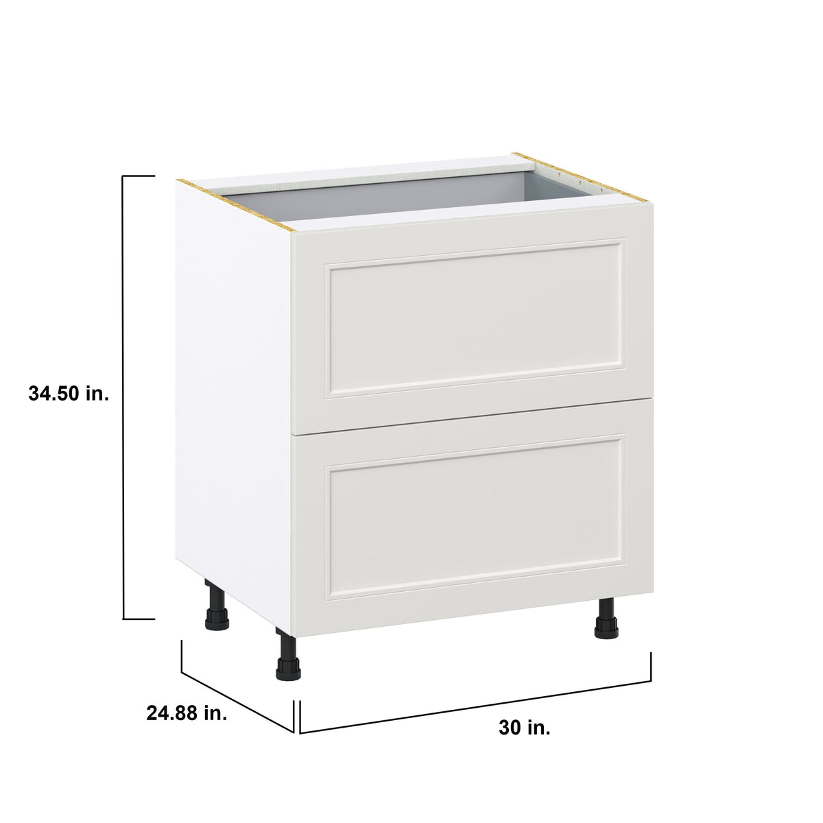 Hugo&Borg Belcourt 30-in W x 34.5-in H x 24-in D Gray Painted 3-Drawer Base Fully Assembled Cabinet (Recessed Panel Style)