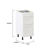 Hugo&Borg Belcourt 15-in W x 34.5-in H x 24-in D Gray Painted 3-Drawer Base Fully Assembled Cabinet (Recessed Panel Style)
