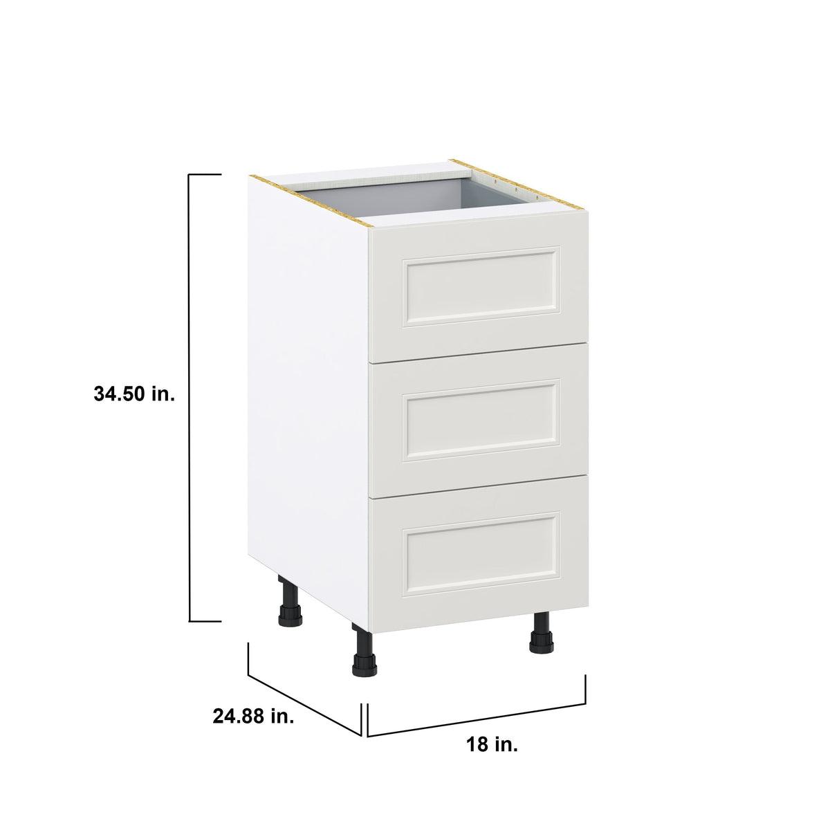 Hugo&Borg Belcourt 18-in W x 34.5-in H x 24-in D Gray Painted 4-Drawer Base Fully Assembled Cabinet (Recessed Panel Style)