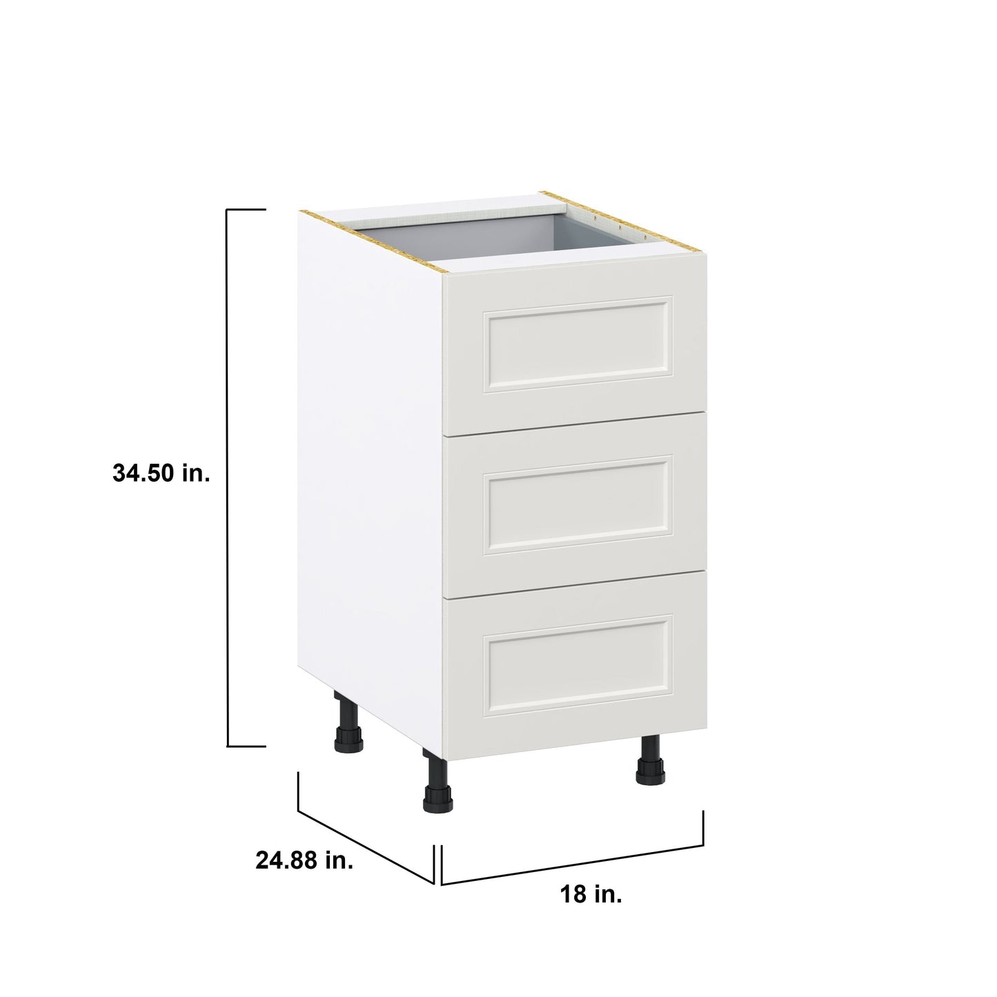 Hugo&Borg Belcourt 18-in W x 34.5-in H x 24-in D Gray Painted 4-Drawer Base Fully Assembled Cabinet (Recessed Panel Style)