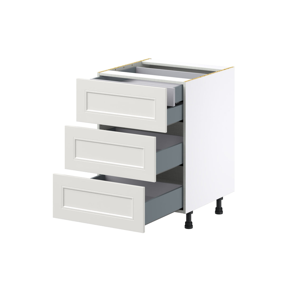 Hugo&Borg Belcourt 24-in W x 34.5-in H x 24-in D Gray Painted 4-Drawer Base Fully Assembled Cabinet (Recessed Panel Style)