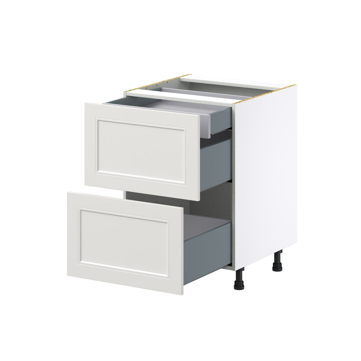 Hugo&Borg Belcourt 24-in W x 34.5-in H x 24-in D Gray Painted 3-Drawer Base Fully Assembled Cabinet (Recessed Panel Style)