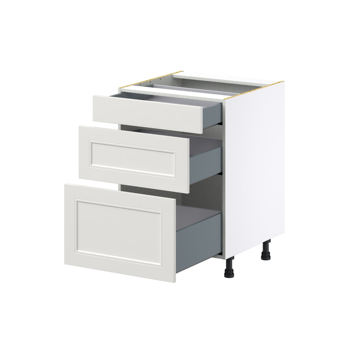 Hugo&Borg Belcourt 24-in W x 34.5-in H x 24-in D Gray Painted 3-Drawer Base Fully Assembled Cabinet (Recessed Panel Style)