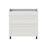 Hugo&Borg Belcourt 36-in W x 34.5-in H x 24-in D Gray Painted 3-Drawer Base Fully Assembled Cabinet (Recessed Panel Style)