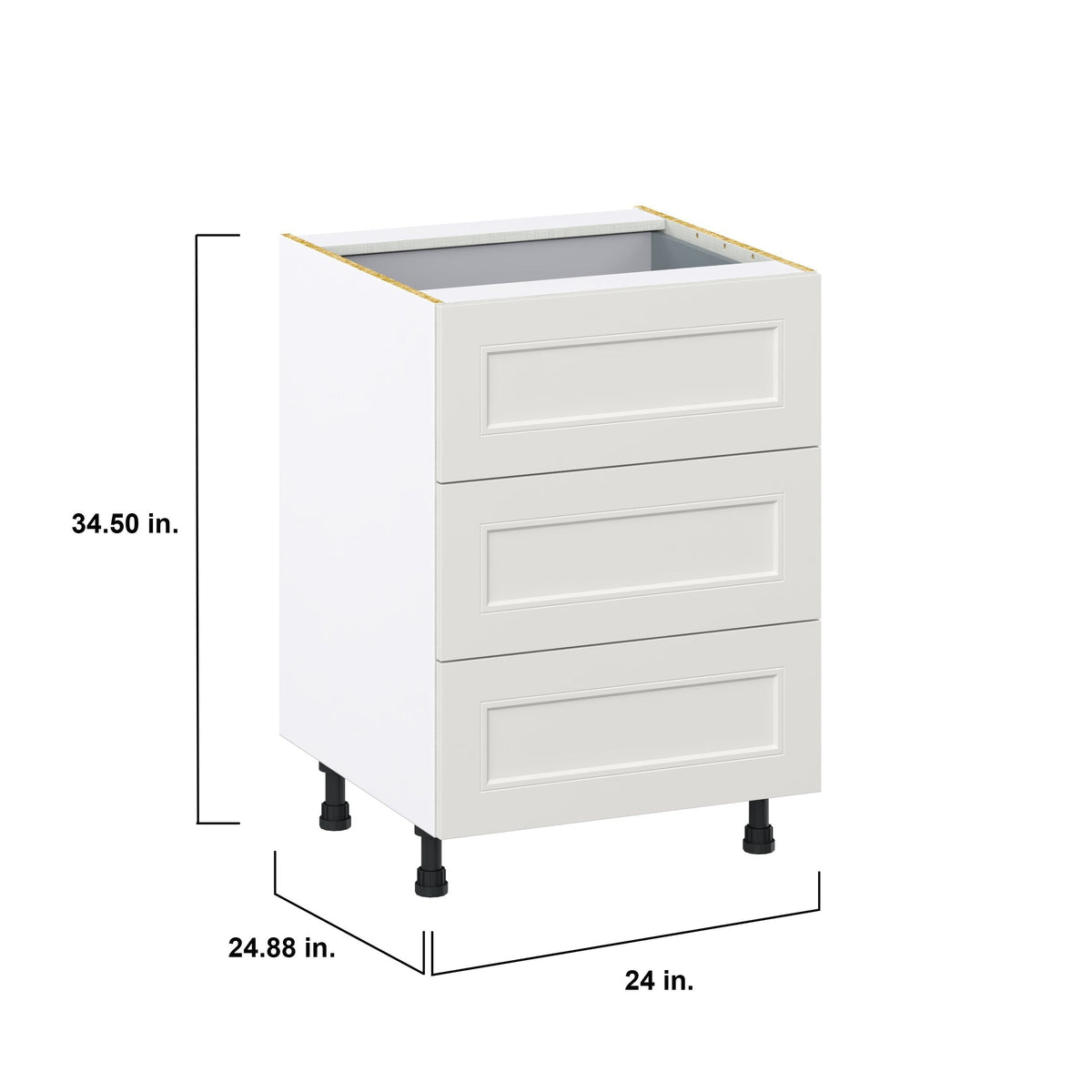 Hugo&Borg Belcourt 24-in W x 34.5-in H x 24-in D Gray Painted 4-Drawer Base Fully Assembled Cabinet (Recessed Panel Style)