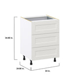 Hugo&Borg Belcourt 24-in W x 34.5-in H x 24-in D Gray Painted 4-Drawer Base Fully Assembled Cabinet (Recessed Panel Style)