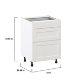 Hugo&Borg Belcourt 24-in W x 34.5-in H x 24-in D Gray Painted 3-Drawer Base Fully Assembled Cabinet (Recessed Panel Style)