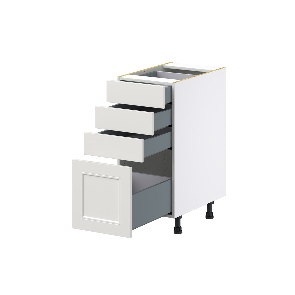 Hugo&Borg Belcourt 15-in W x 34.5-in H x 24-in D Gray Painted 4-Drawer Base Fully Assembled Cabinet (Recessed Panel Style)