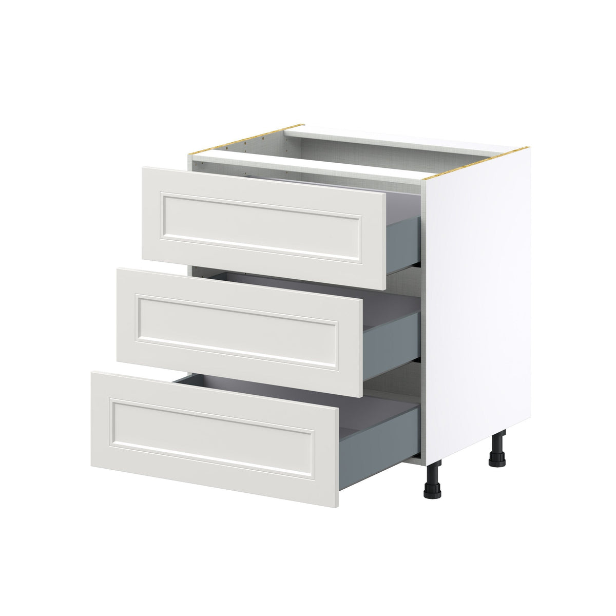 Hugo&Borg Belcourt 30-in W x 34.5-in H x 24-in D Gray Painted 3-Drawer Base Fully Assembled Cabinet (Recessed Panel Style)
