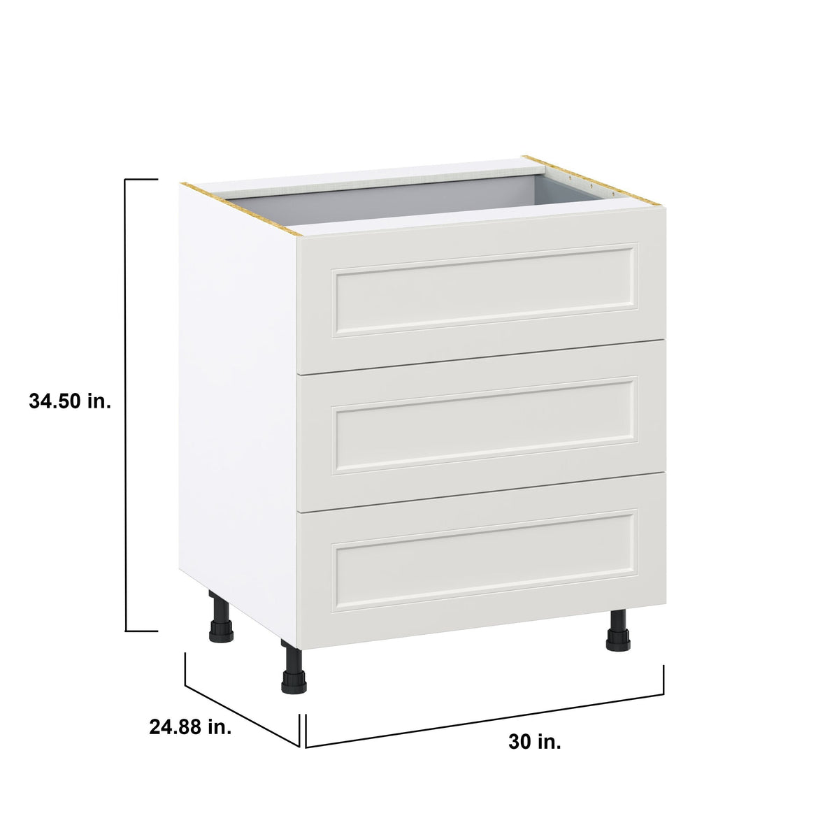 Hugo&Borg Belcourt 30-in W x 34.5-in H x 24-in D Gray Painted 4-Drawer Base Fully Assembled Cabinet (Recessed Panel Style)