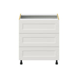 Hugo&Borg Belcourt 30-in W x 34.5-in H x 24-in D Gray Painted 3-Drawer Base Fully Assembled Cabinet (Recessed Panel Style)