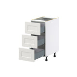 Hugo&Borg Belcourt 15-in W x 34.5-in H x 24-in D Gray Painted 3-Drawer Base Fully Assembled Cabinet (Recessed Panel Style)