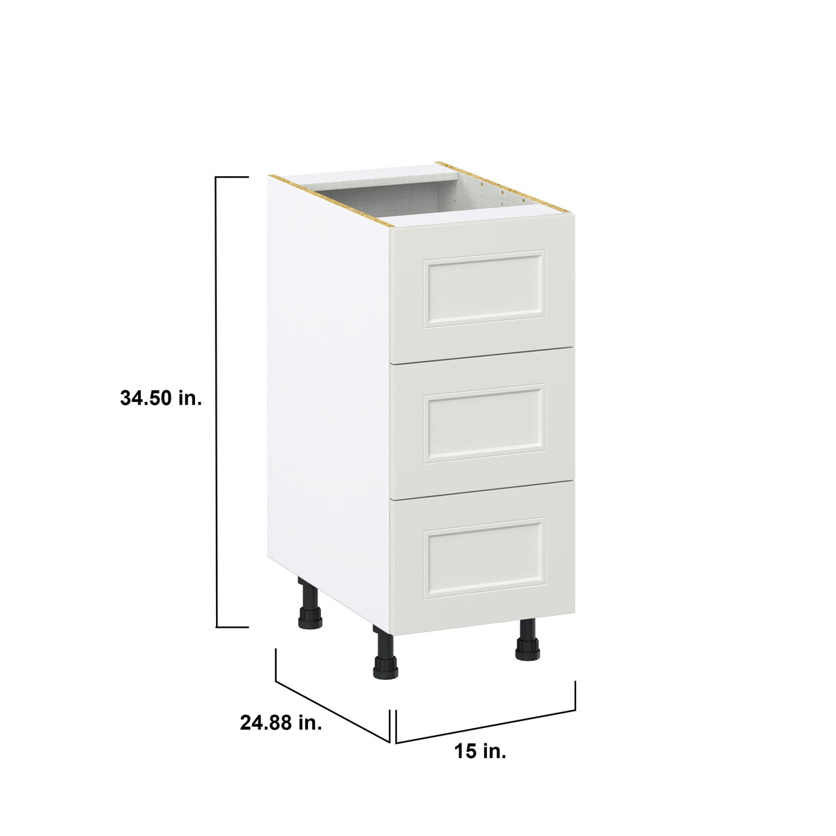 Hugo&Borg Belcourt 15-in W x 34.5-in H x 24-in D Gray Painted 3-Drawer Base Fully Assembled Cabinet (Recessed Panel Style)