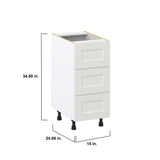 Hugo&Borg Belcourt 15-in W x 34.5-in H x 24-in D Gray Painted 3-Drawer Base Fully Assembled Cabinet (Recessed Panel Style)