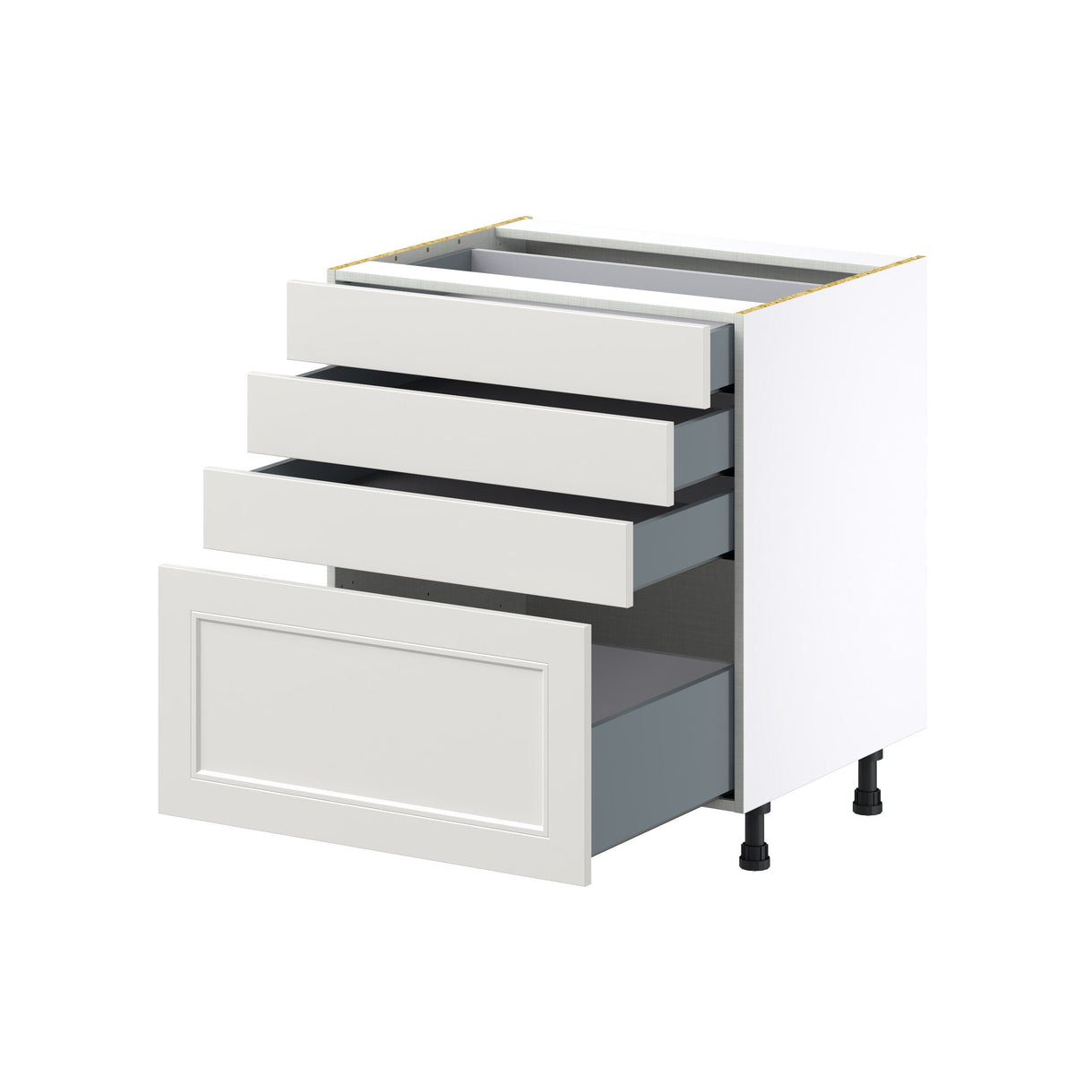 Hugo&Borg Belcourt 30-in W x 34.5-in H x 24-in D Gray Painted 4-Drawer Base Fully Assembled Cabinet (Recessed Panel Style)