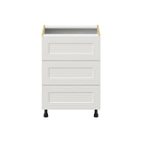 Hugo&Borg Belcourt 24-in W x 34.5-in H x 24-in D Gray Painted 3-Drawer Base Fully Assembled Cabinet (Recessed Panel Style)