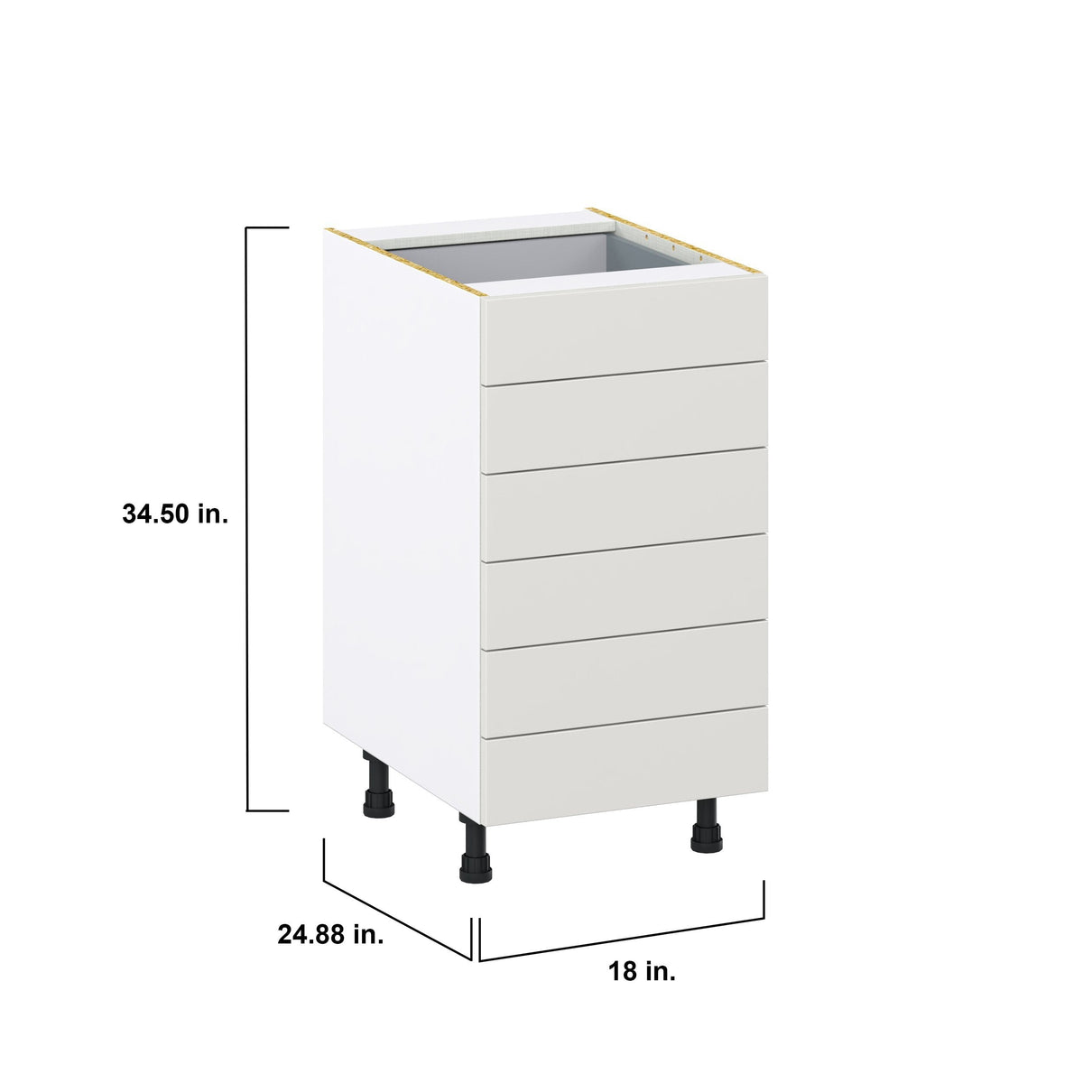Hugo&Borg Belcourt 18-in W x 34.5-in H x 24-in D Gray Painted 6-Drawer Base Fully Assembled Cabinet (Recessed Panel Style)