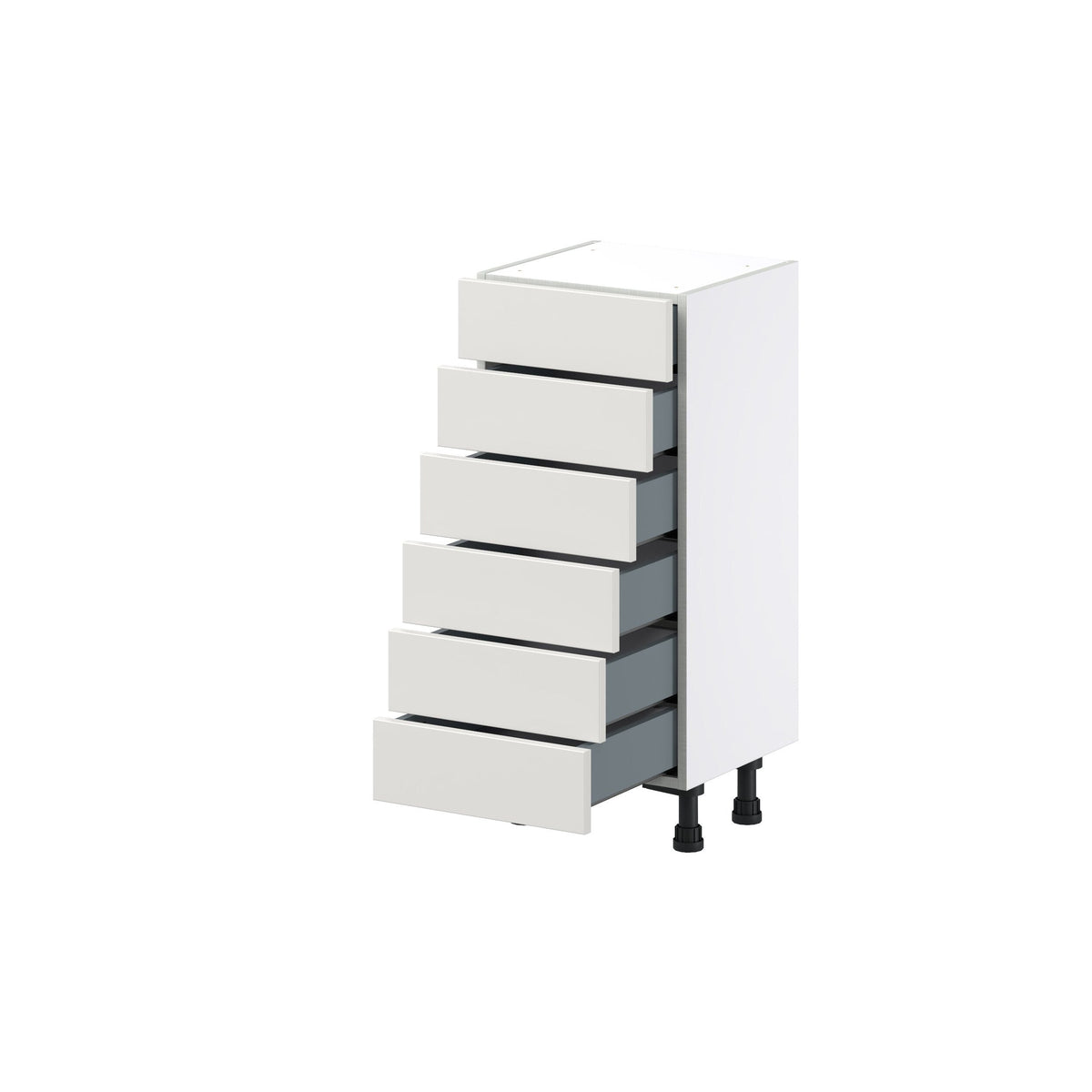 Hugo&Borg Belcourt 15-in W x 34.5-in H x 14-in D Gray Painted 6-Drawer Base Fully Assembled Cabinet (Recessed Panel Style)