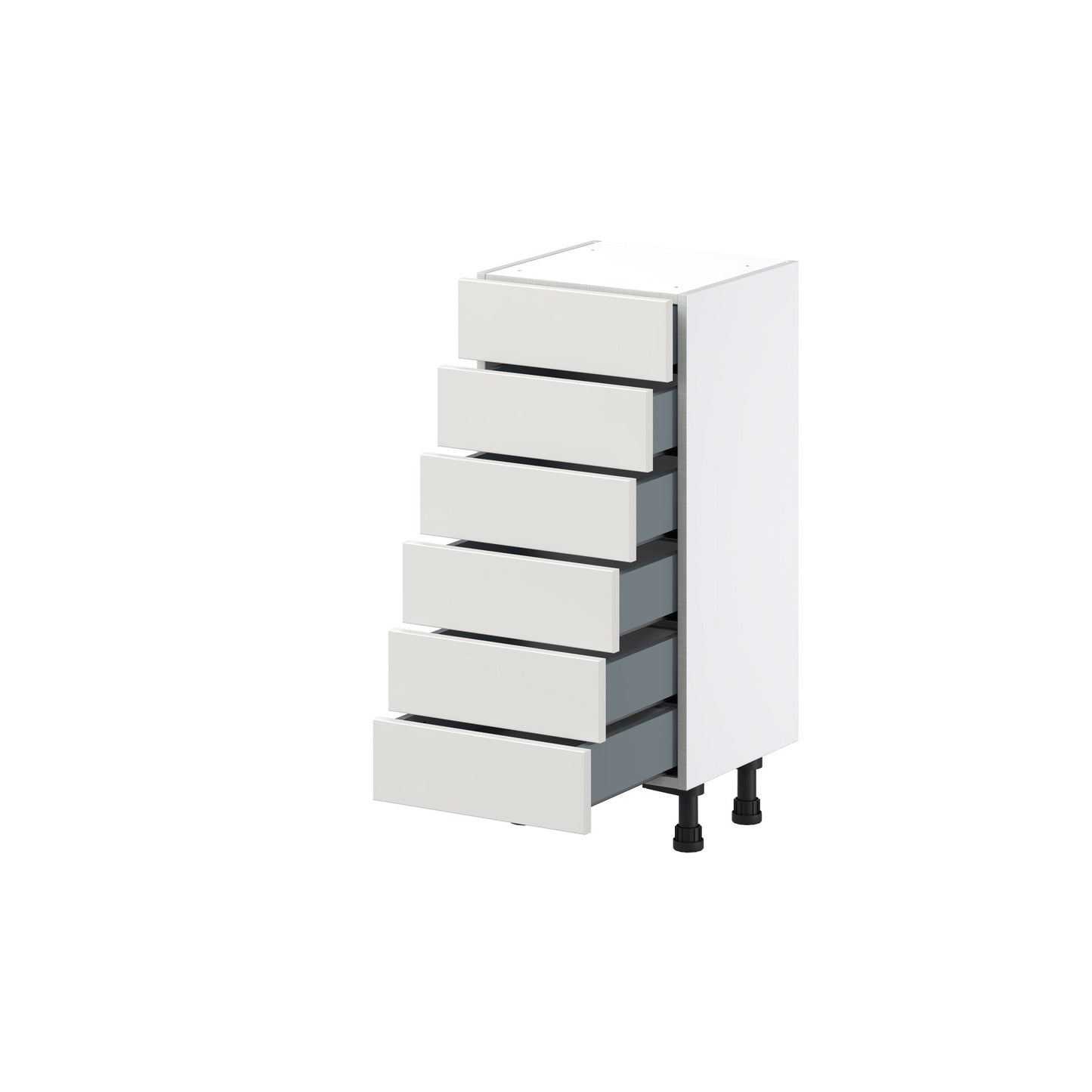 Hugo&Borg Belcourt 15-in W x 34.5-in H x 14-in D Gray Painted 6-Drawer Base Fully Assembled Cabinet (Recessed Panel Style)